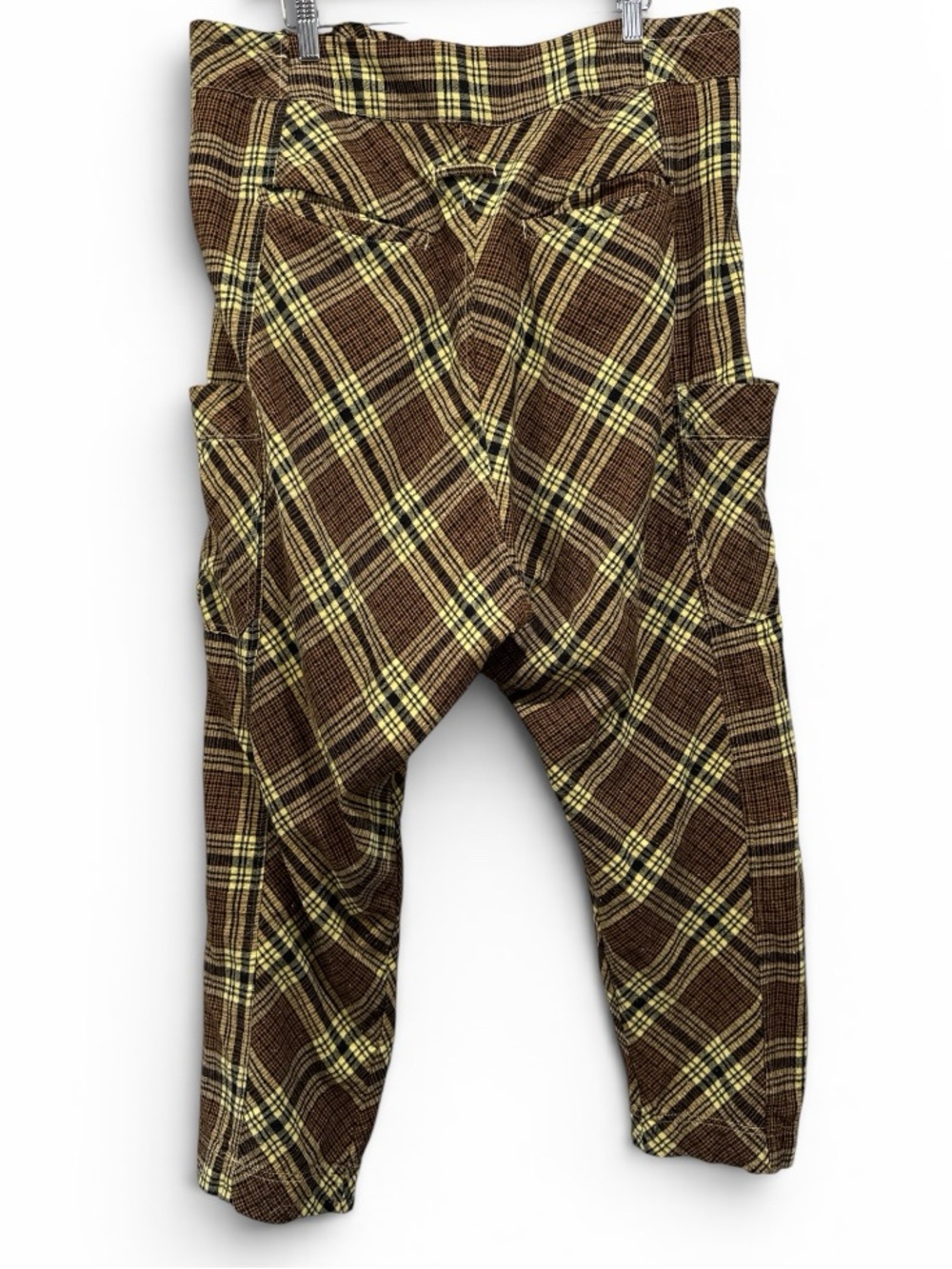 Free People Plaid Drop-Crotch Harem Cargo Pants #614 - Picture 2 of 4